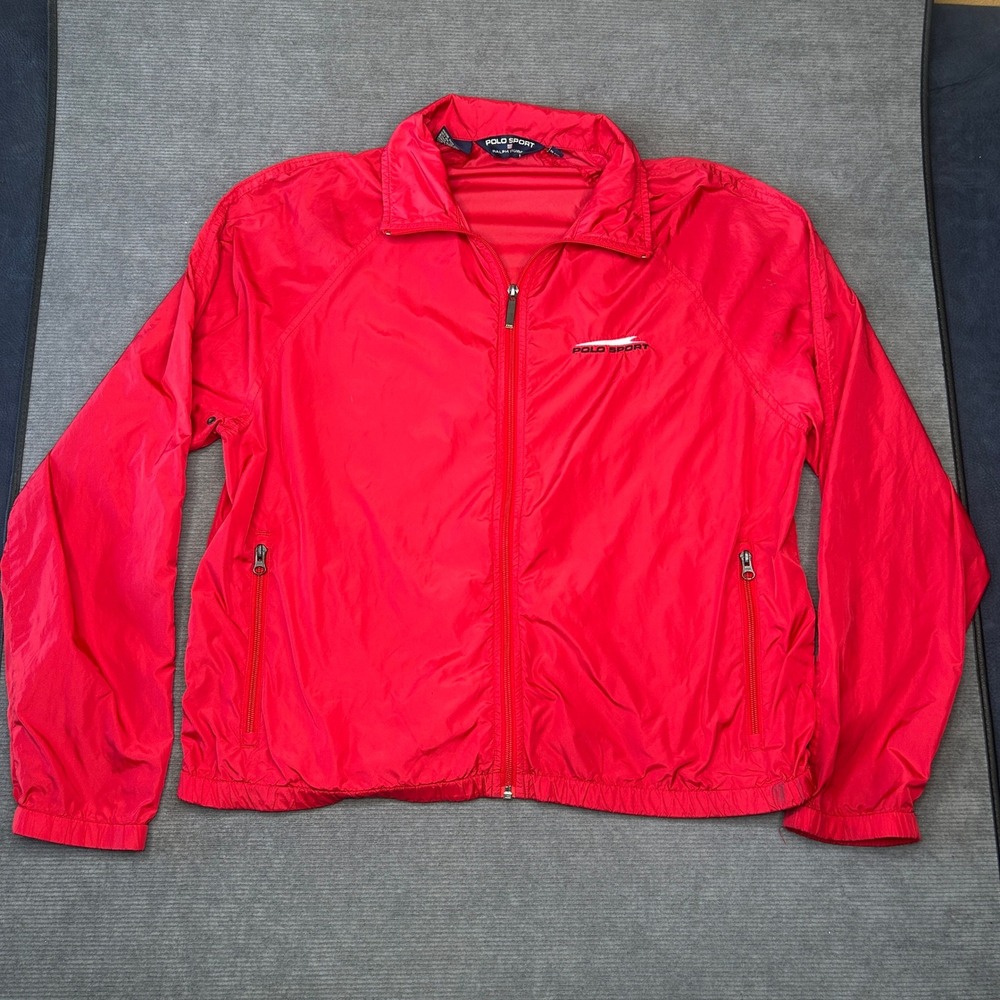 Polo Sport Ralph Lauren Windbreaker Jacket Red Nylon Full Zip Mens Y2k Size S